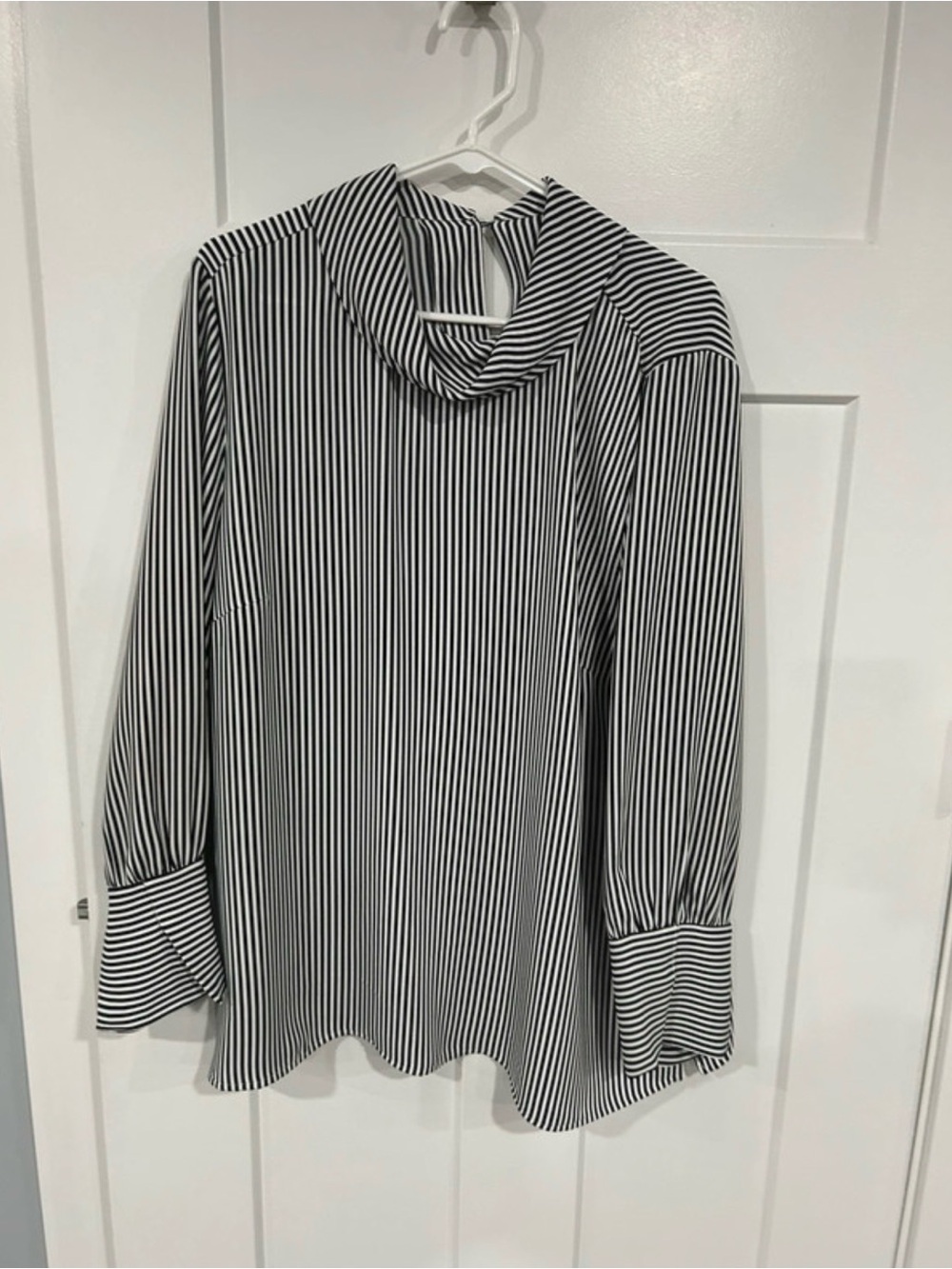 Chico's Black & White Striped Cowl-Neck Blouse